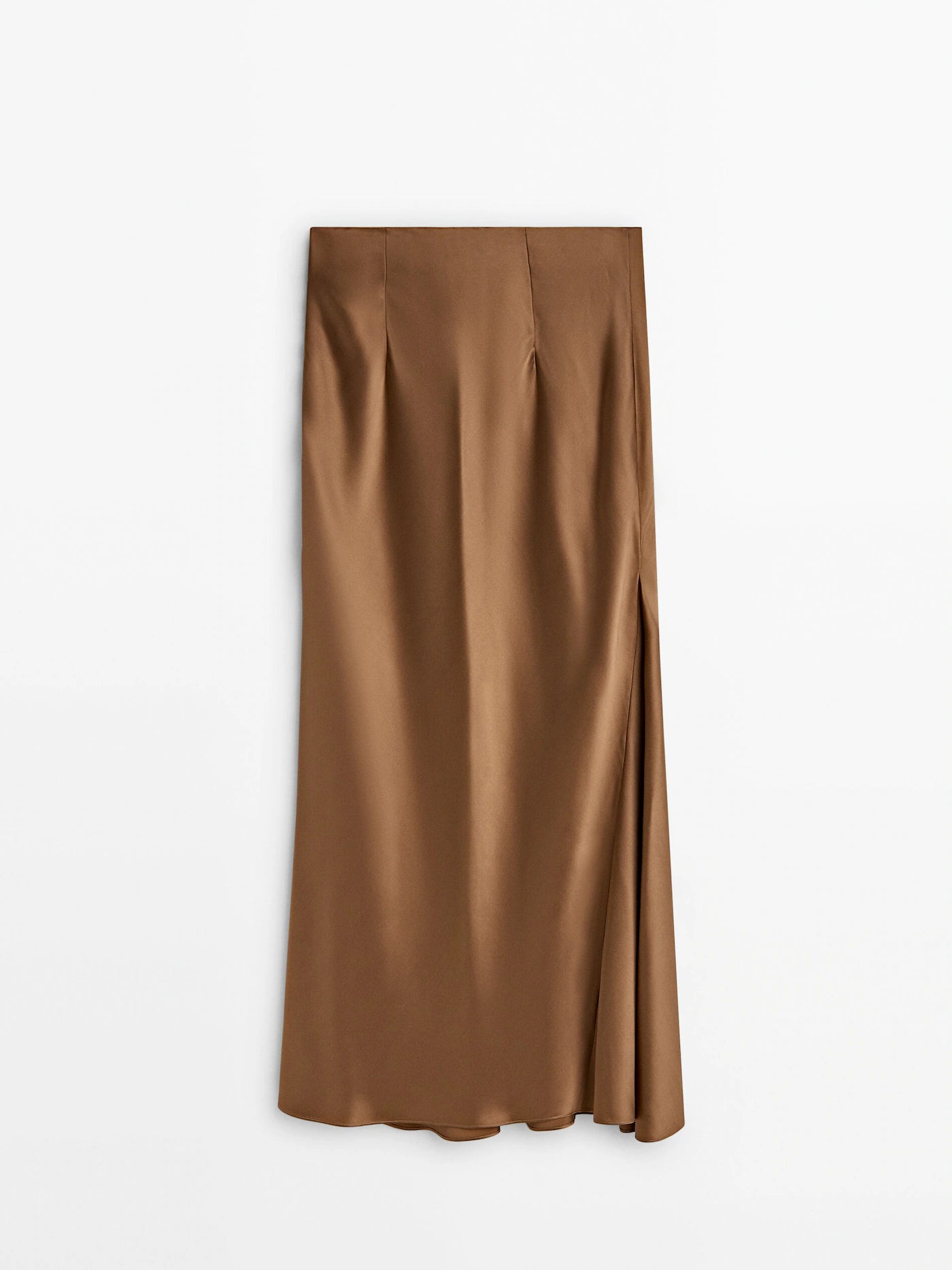 Long satin-finish silk skirt