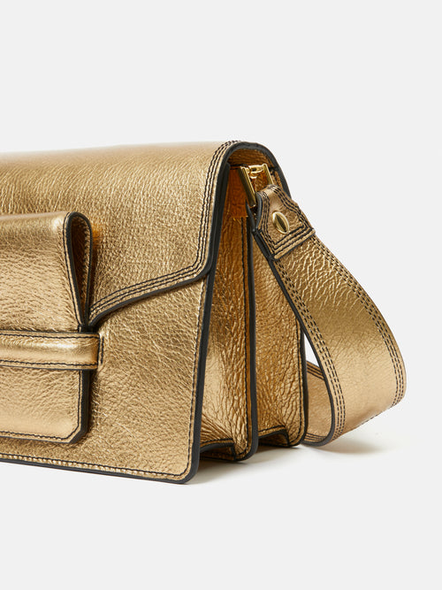 Leather gold crossbody bag