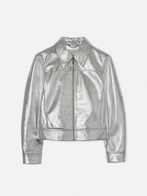 Silver leather biker jacket