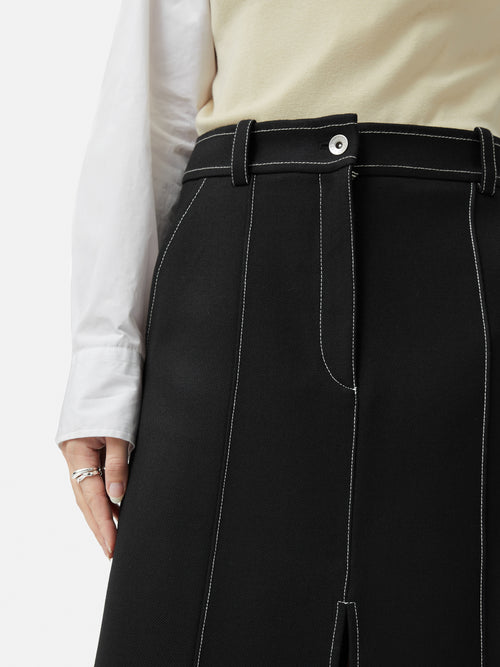 Contrast stitch panelled skirt