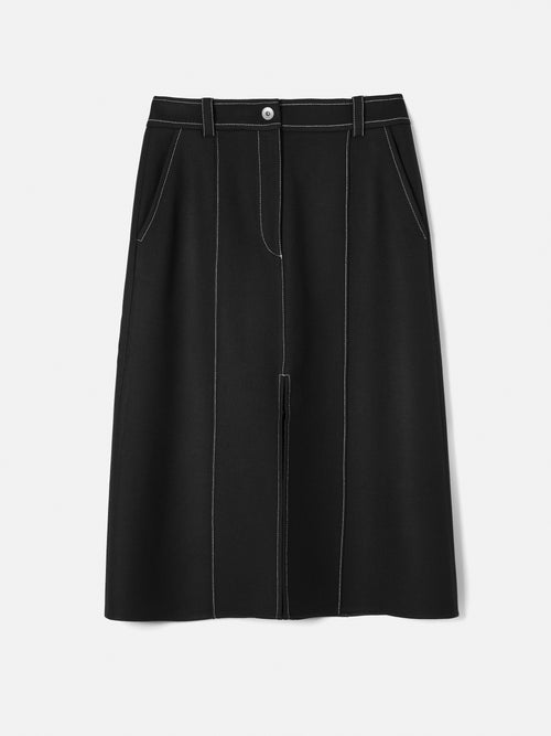 Contrast stitch panelled skirt