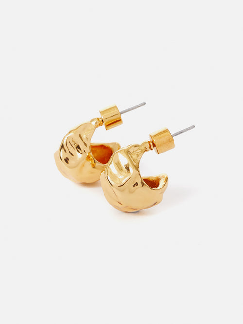 Molten metal gold hoop earrings