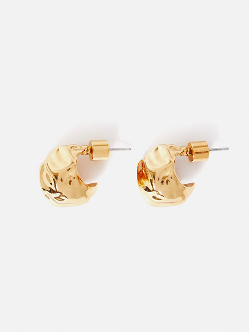 Molten metal gold hoop earrings