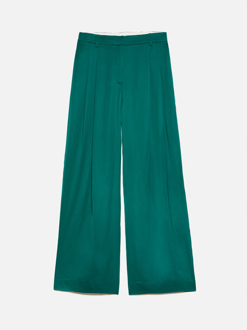 Satin pleated trousers