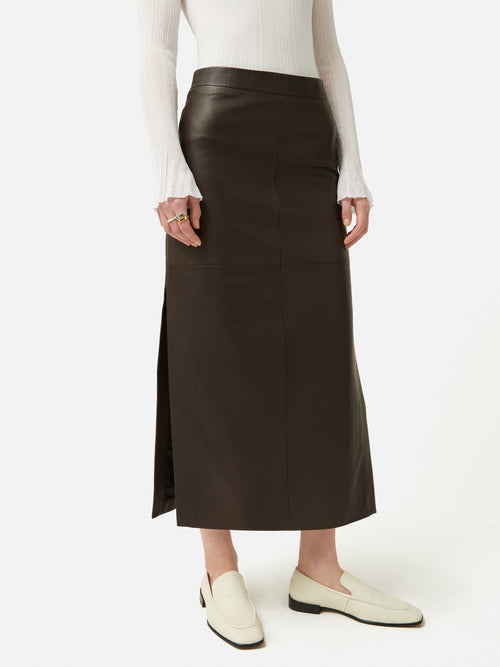 Leather maxi skirt