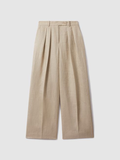 Linen wide leg suit trousers