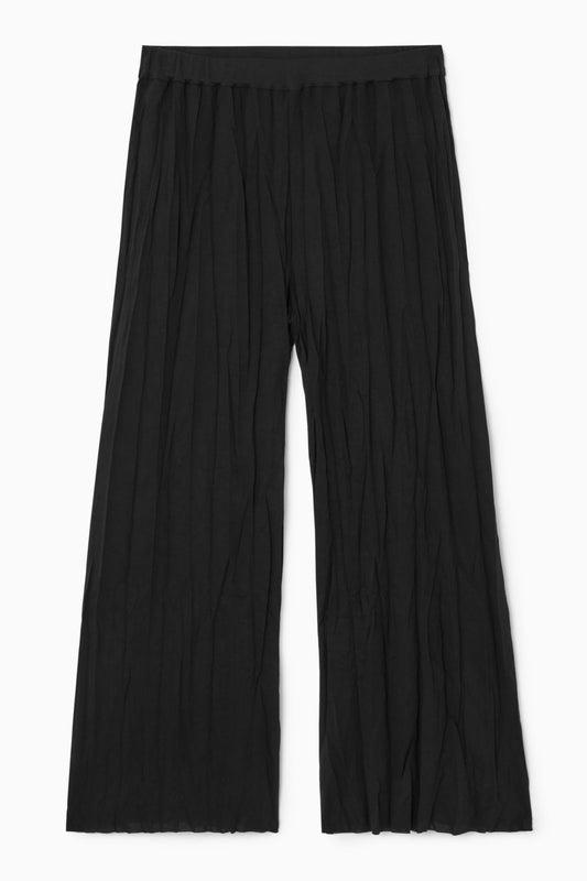 Crinkled wide-leg trousers