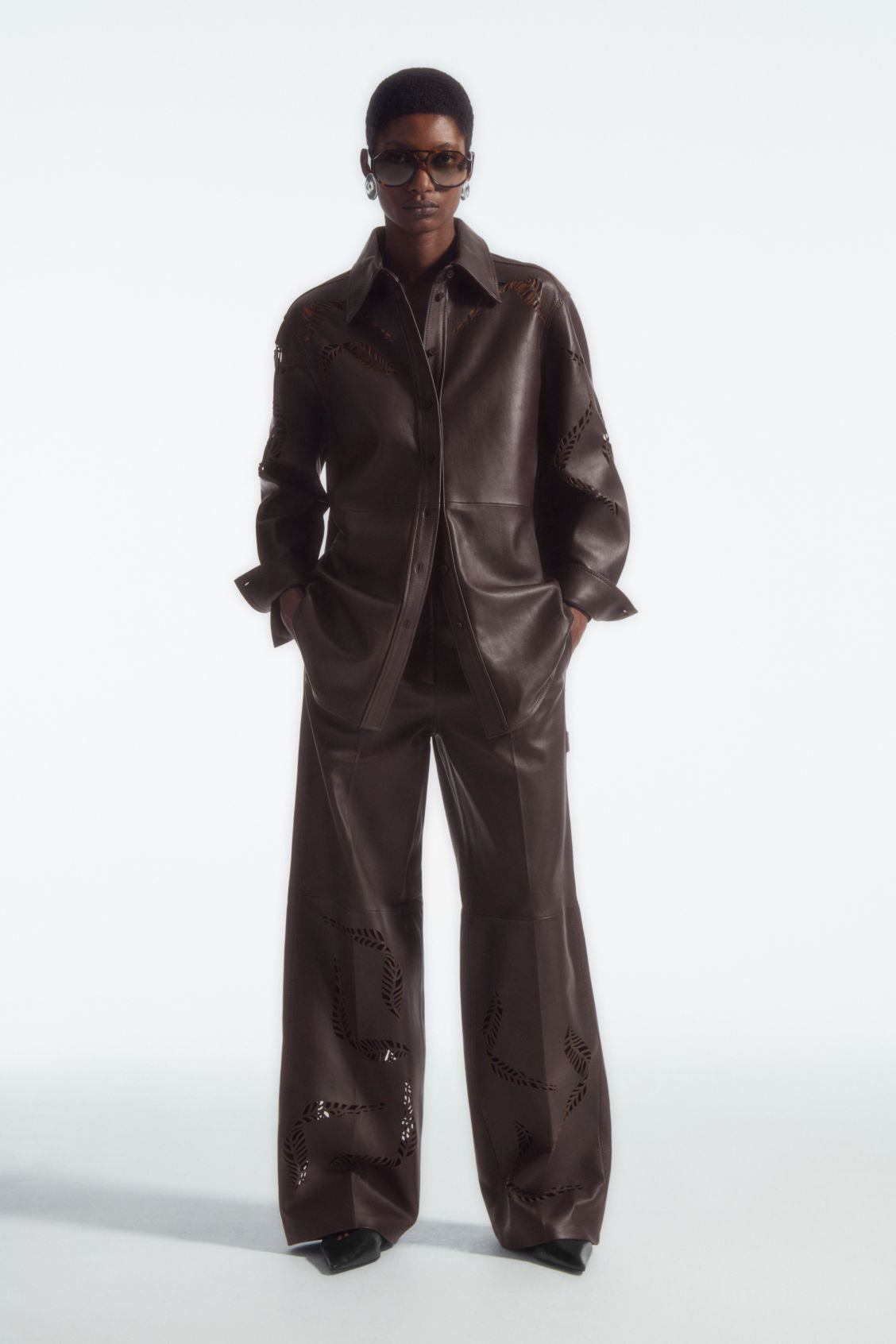 Leather utility trousers