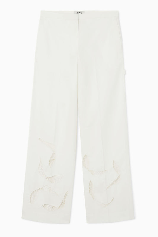 Broderie Anglaise wide-leg trousers
