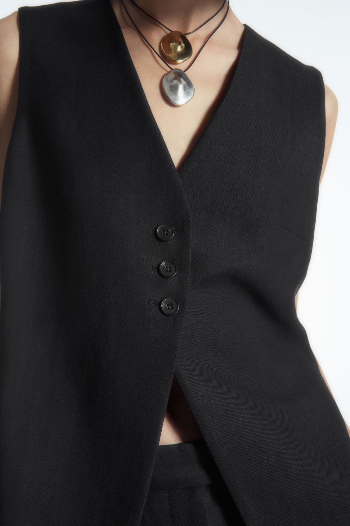 Longline linen-blend waistcoat