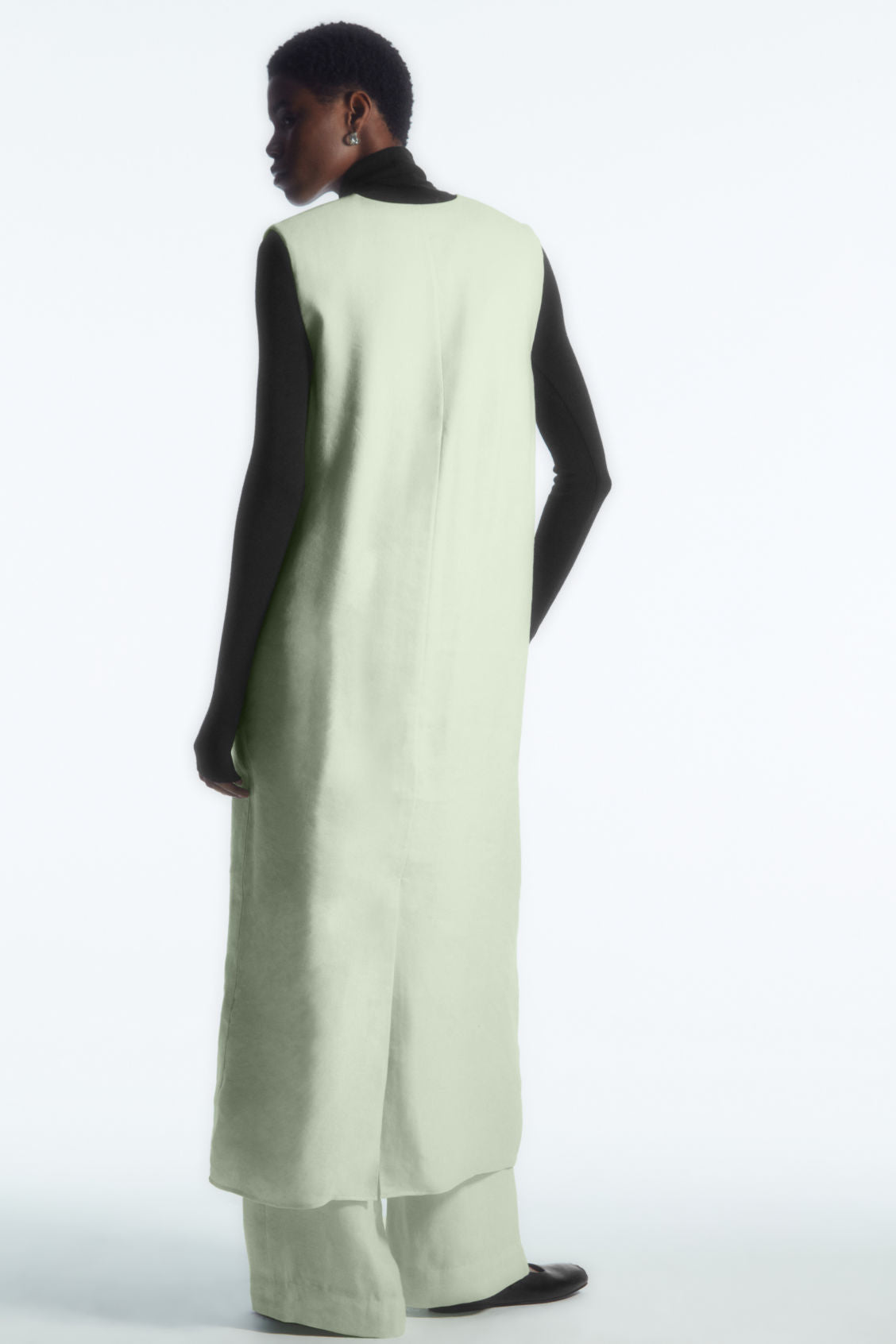 V-neck linen-blend dress
