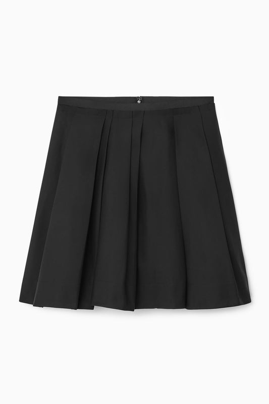 Deconstructed pleated mini skirt