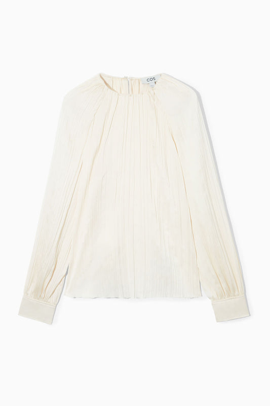 Pleated long sleeved blouse