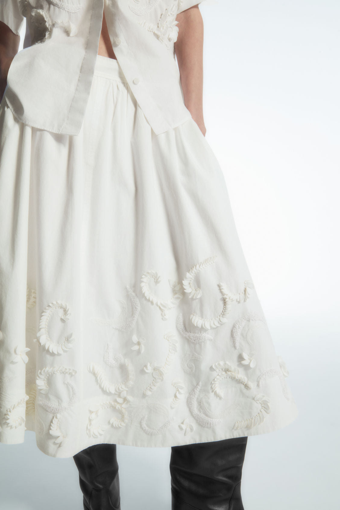Embellished circle-cut midi skirt