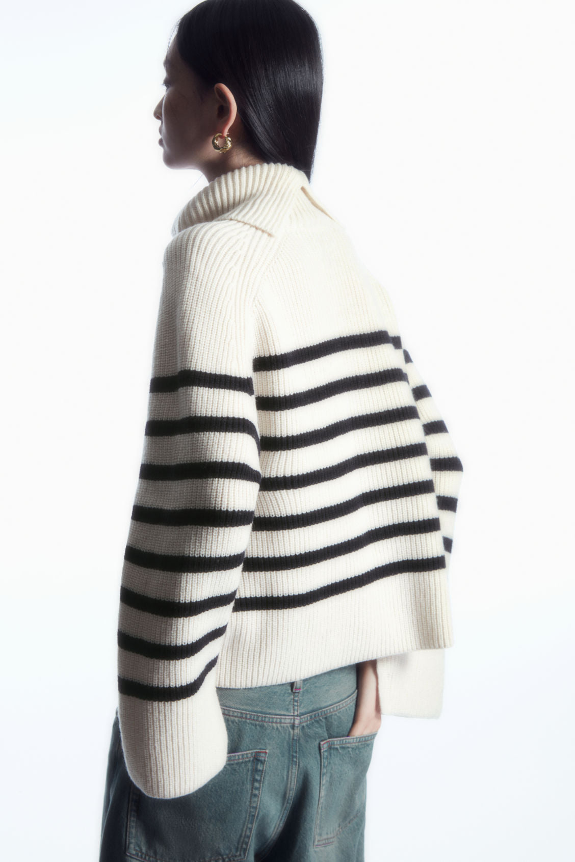 Striped roll-neck jumper