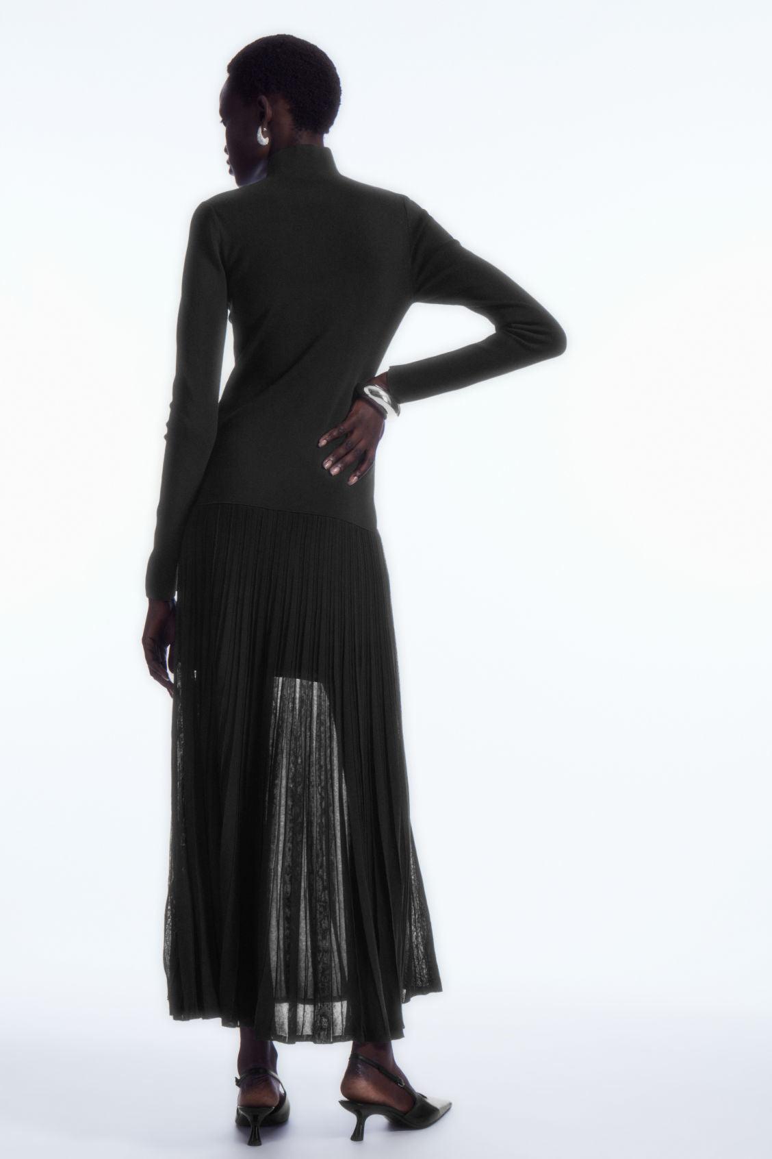Pleated knitted maxi dress