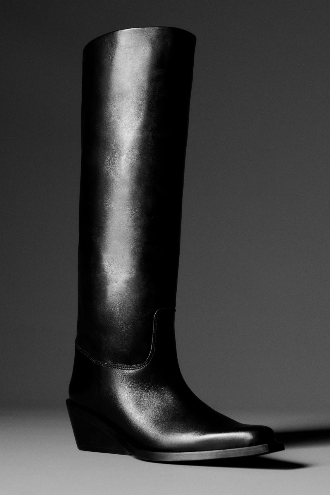 Knee-high leather cowboy boots