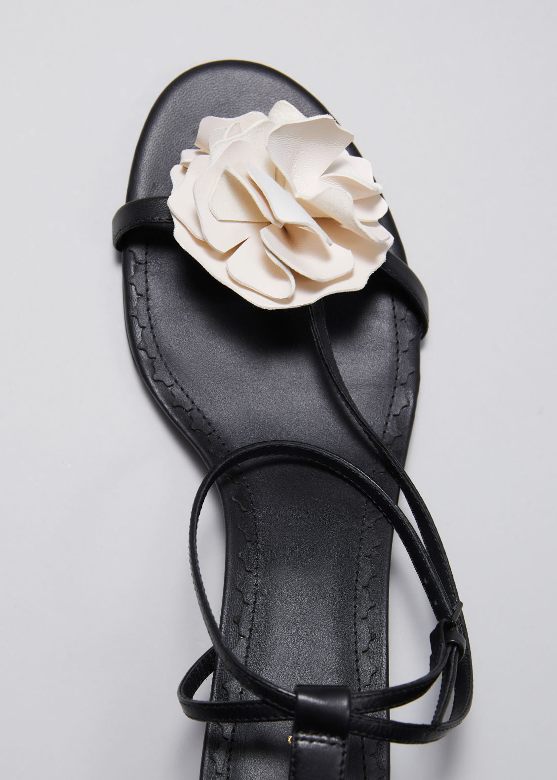 Floral appliqué leather sandals
