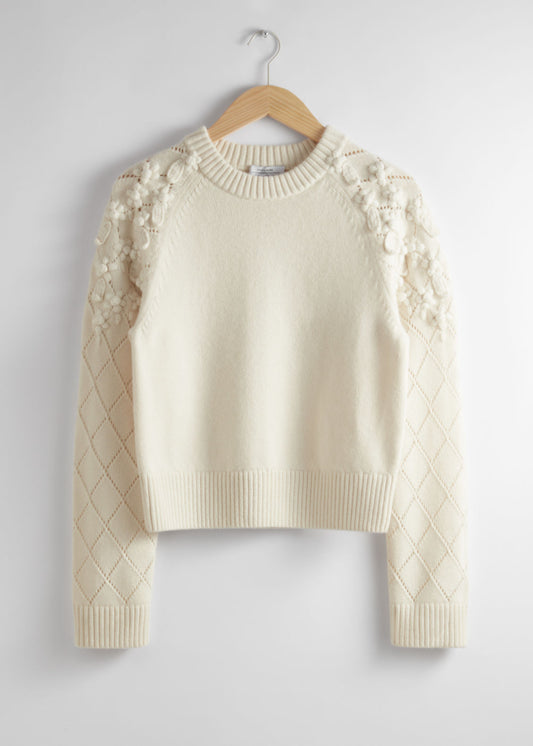 Floral-appliqué knit jumper
