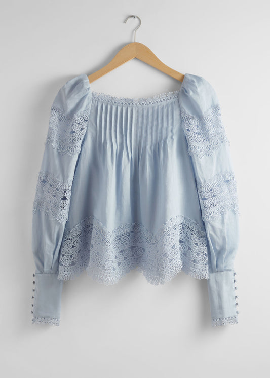 Lace-trimmed blouse