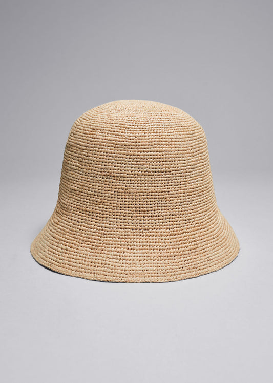 Woven raffia bucket hat