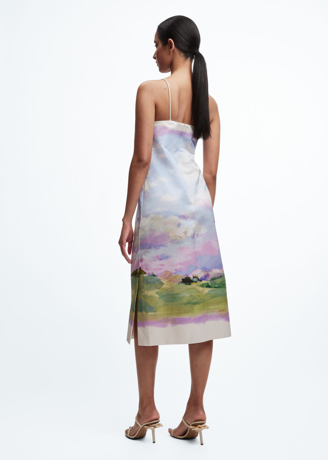 Printed slip midi dress