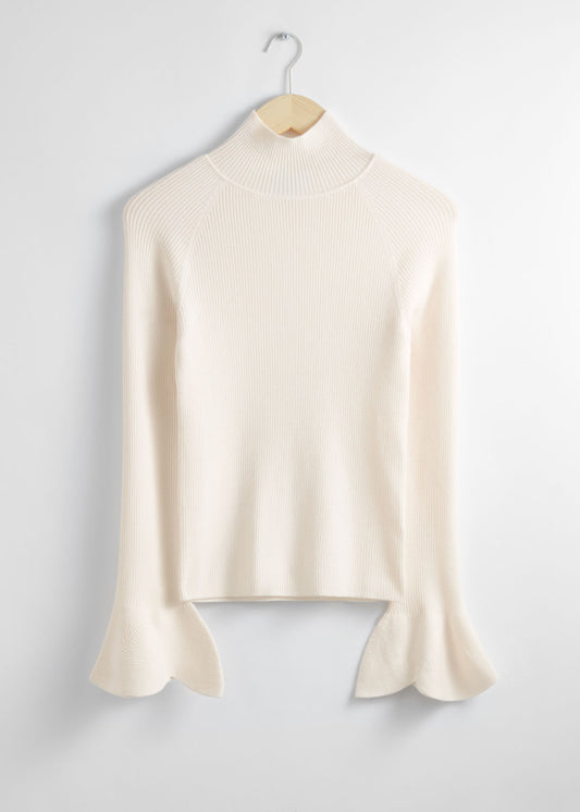 Petal-sleeve knit top