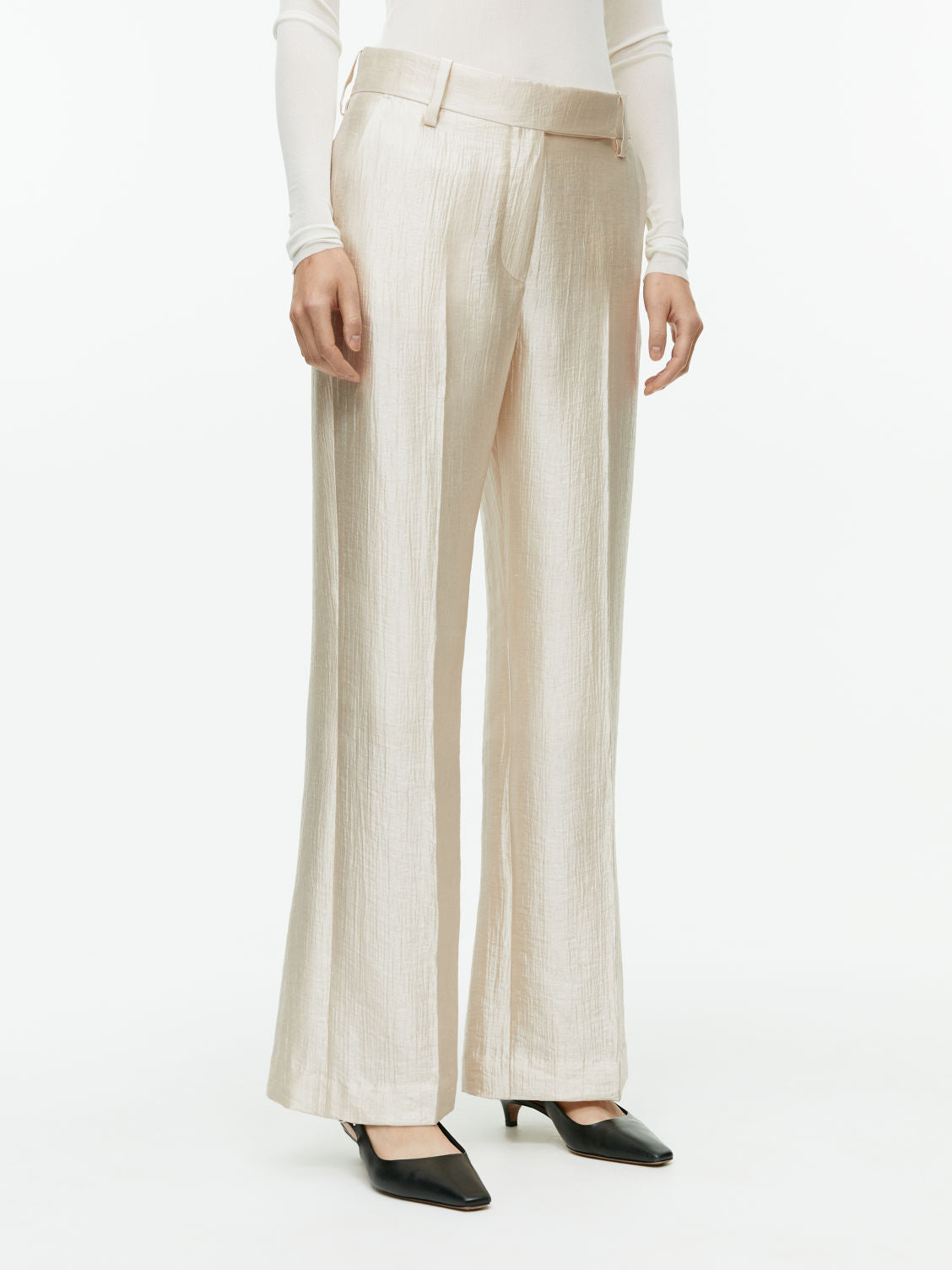 Crinkle satin trousers