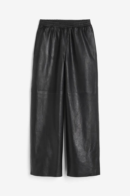 Wide leather trousers