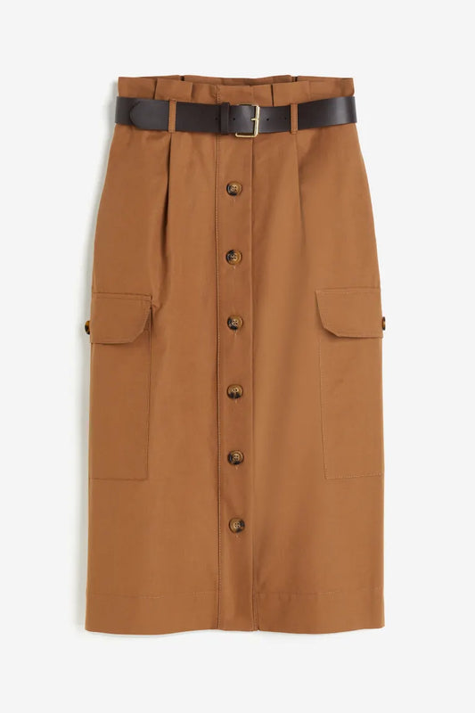 Belted utility skirt