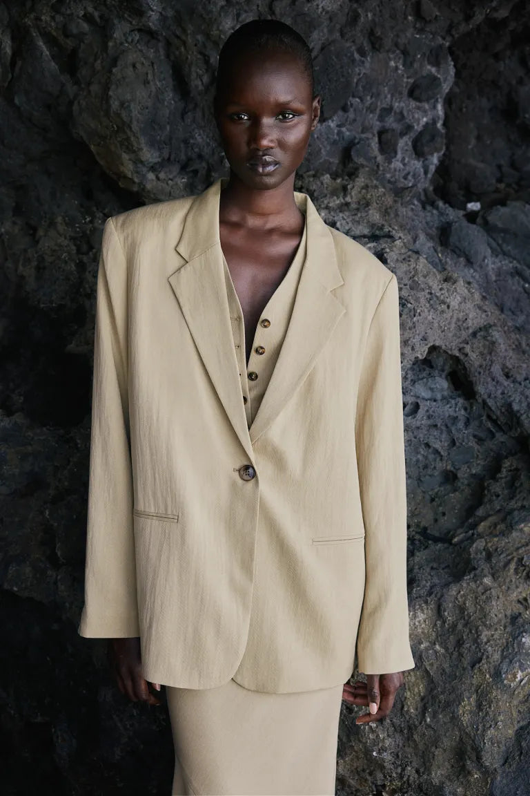 Linen-blend suit waistcoat