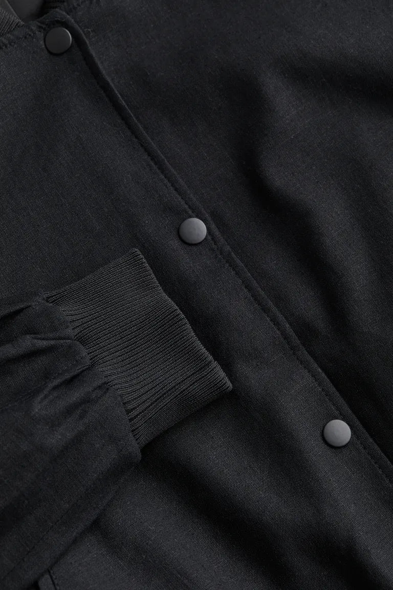 Linen-blend bomber jacket