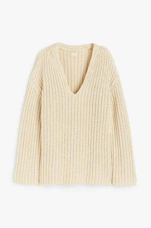 Wool-blend V-neck jumper