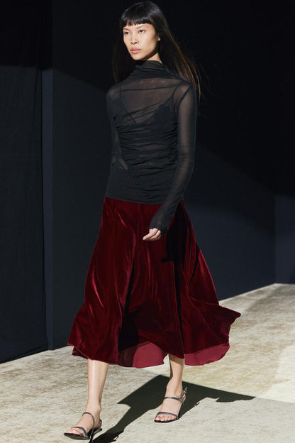 ZW Collection velvet godet skirt