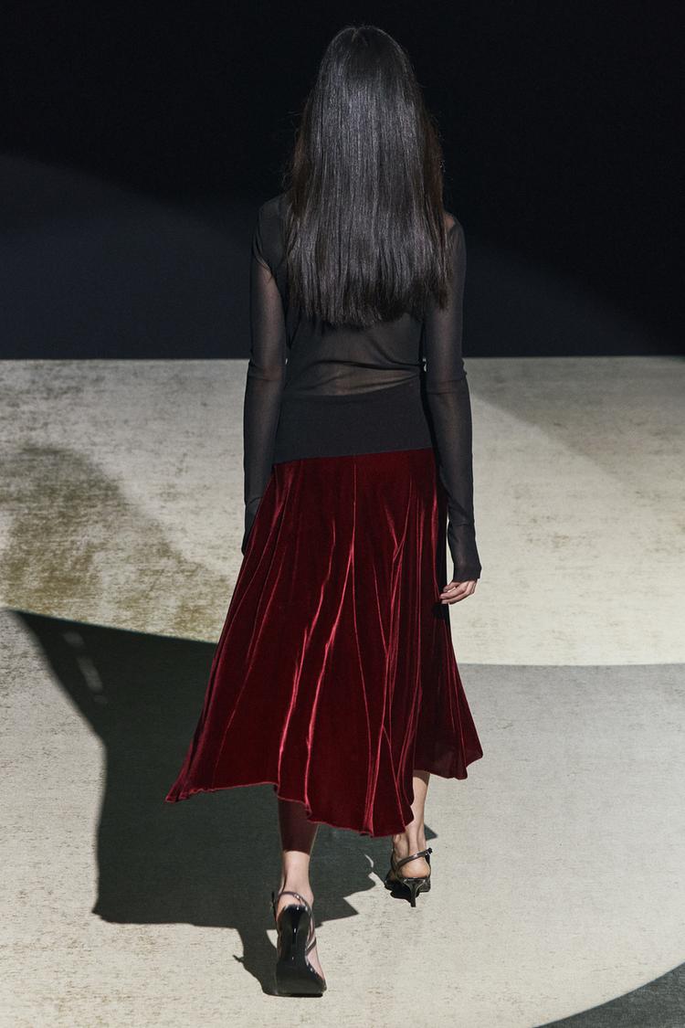 ZW Collection velvet godet skirt