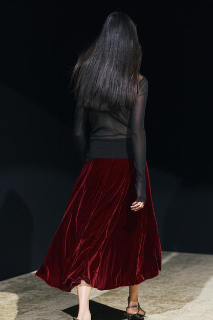 ZW Collection velvet godet skirt