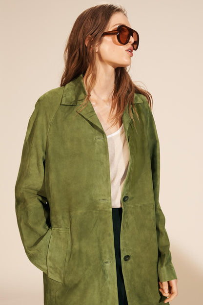 100% Suede Leather Long Coat - Limited Edition