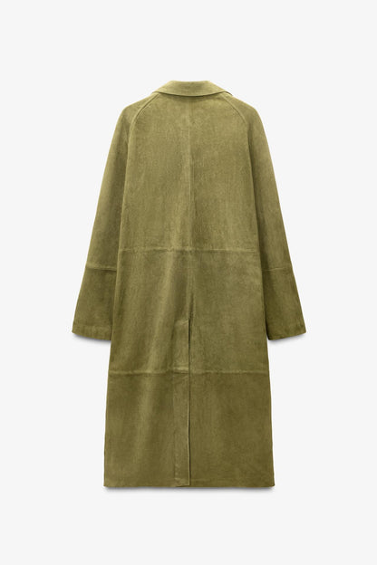 100% Suede Leather Long Coat - Limited Edition
