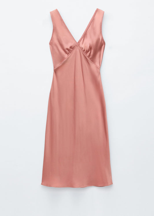 V-Neck Slip Midi Dress