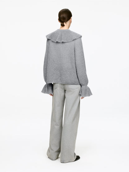 Mohair-Wool Blend Ruffle Jumper