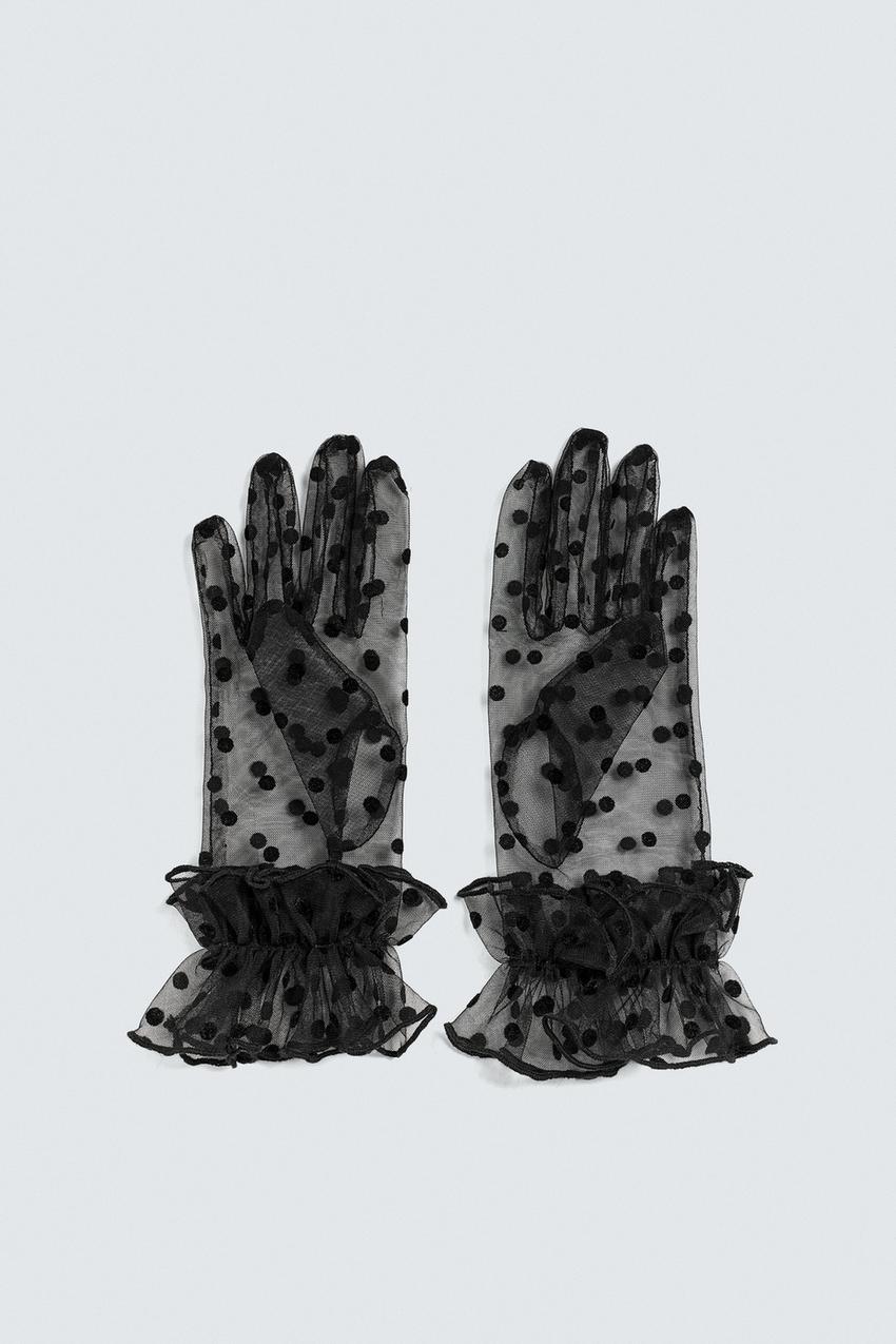 Semi-Sheer Polka Dot Gloves Harry Lambert for Zara x Disney
