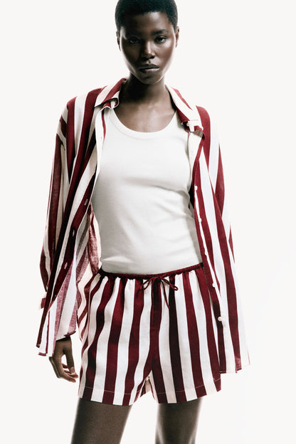 Oversized linen-blend shirt