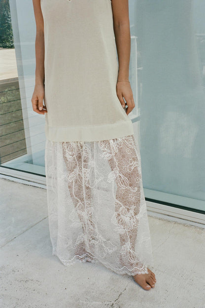 Knit Dress with Combined Lace