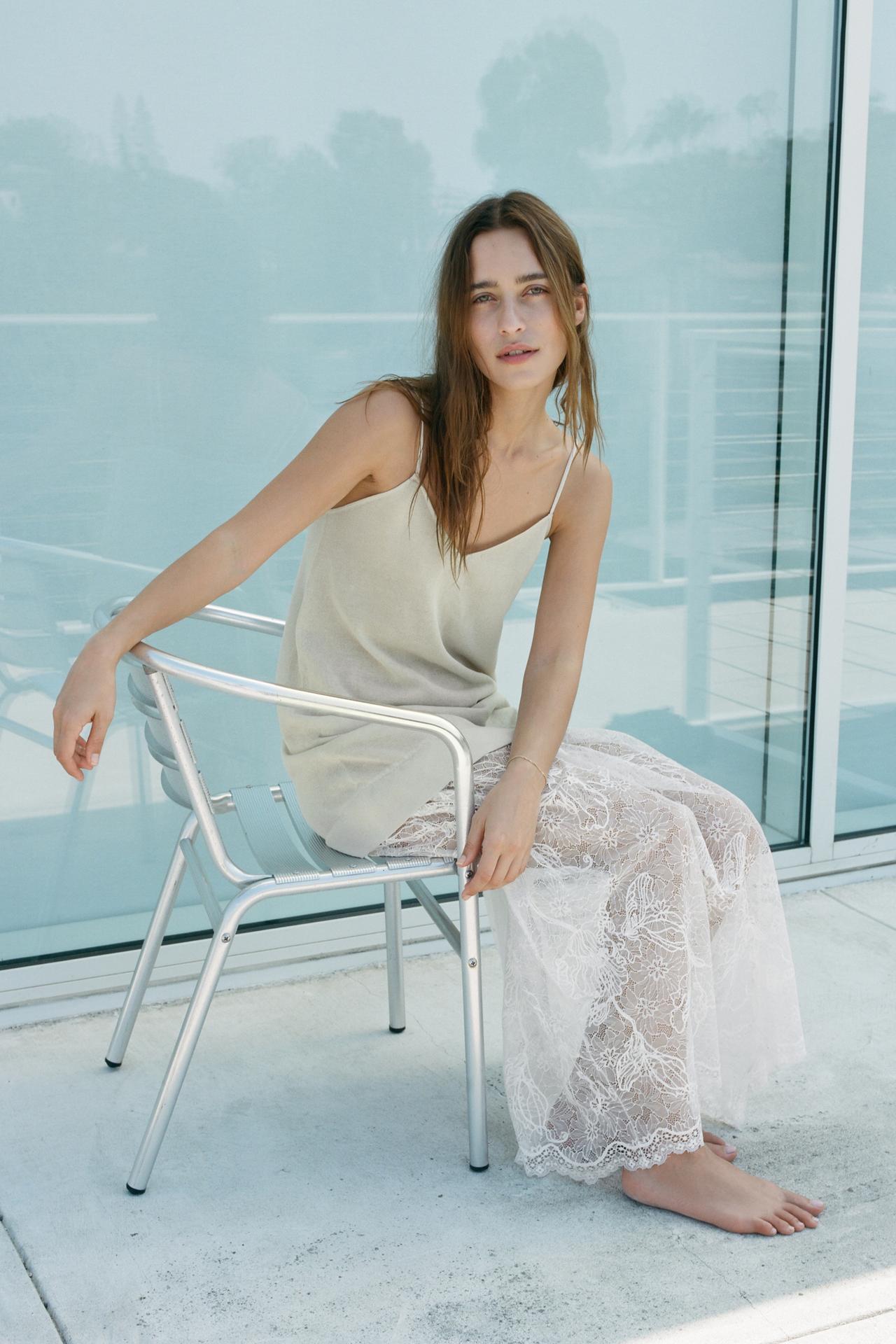 Knit Dress with Combined Lace
