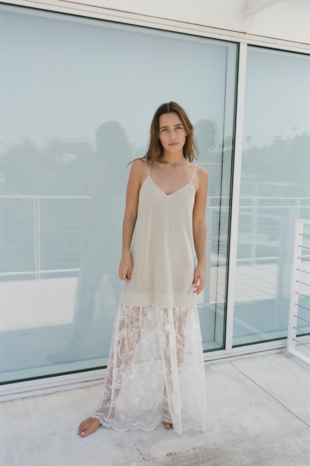 Knit Dress with Combined Lace