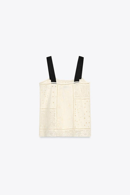 ZW Collection Patchwork Embroidered Top