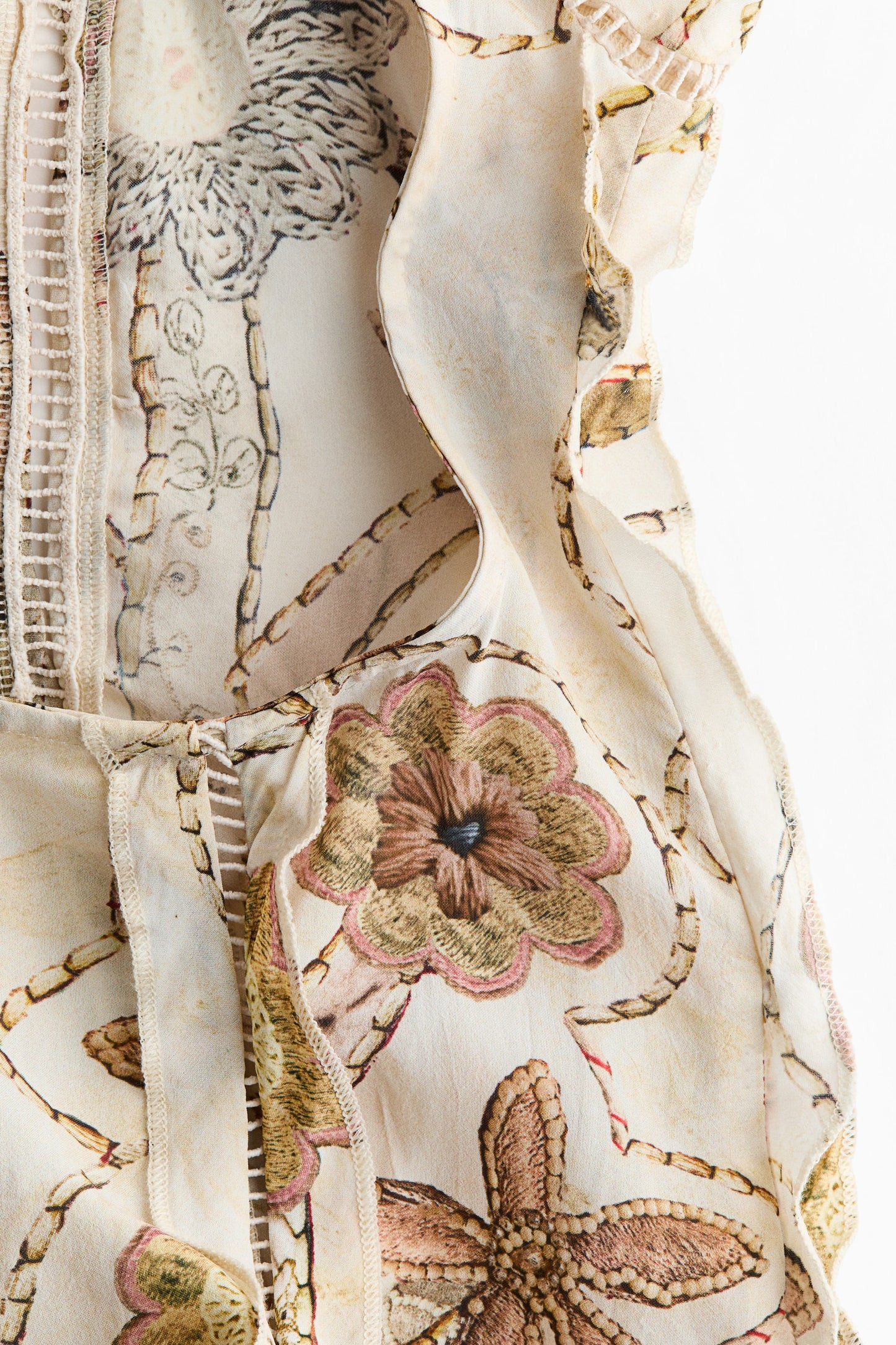 Floral-print ruffled open-back dress