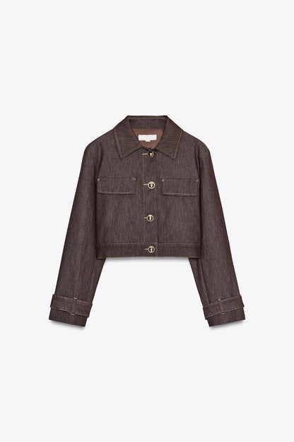 Contrast Stitching Short Jacket