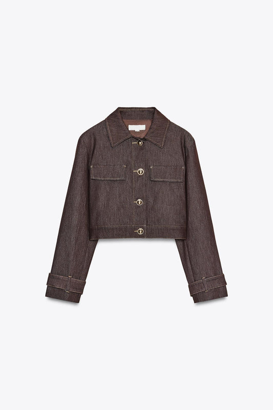 Contrast Stitching Short Jacket