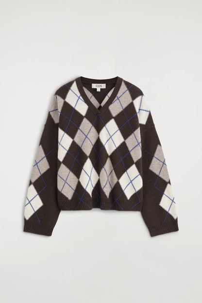 Argyle Wool-Alpaca V-Neck Jumper